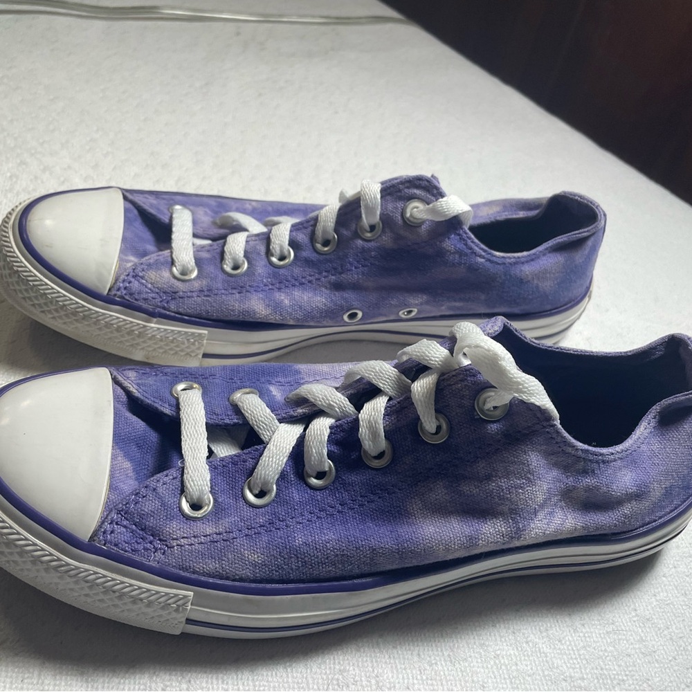 Converse All Stars low top Purple tie dye Canvas Sneakers W10 M8 - Picture 4 of 8